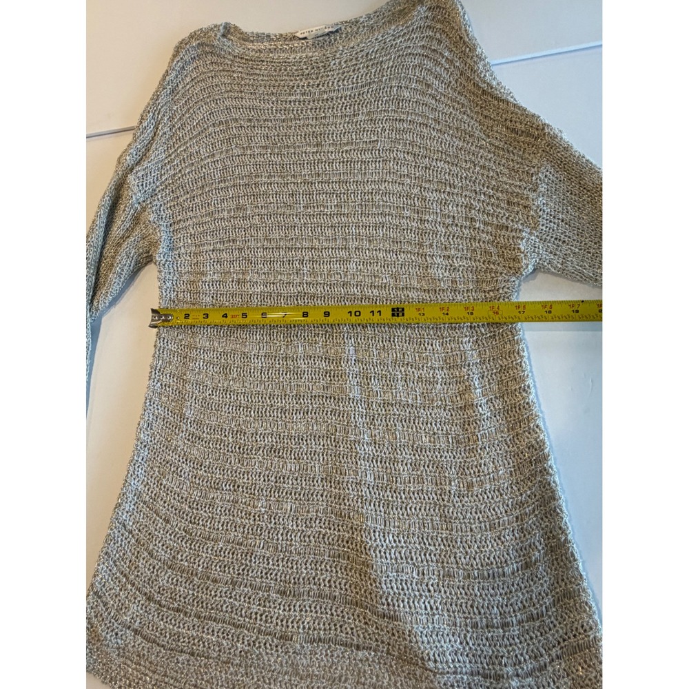 Peter Nygard Metallic Knit Tunic Sweater Gold Silver Long Sleeve XL - Picture 5 of 6